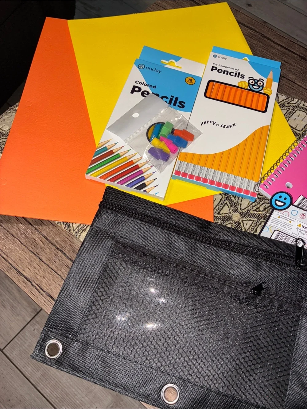 Kids School Supplies Bundle - Pink, Purple, Black, Orange, Yellow, Blue